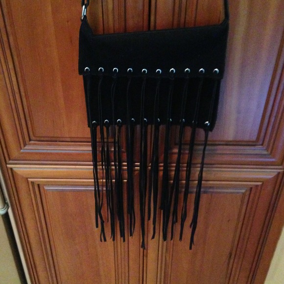 Handbags - Crossbody black fringe bag never used!