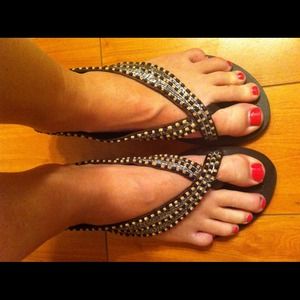 Brown beaded Sandals. Size 7.5