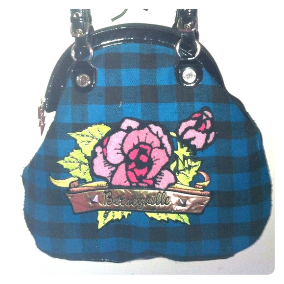 Blue and black checkered betseyville purse