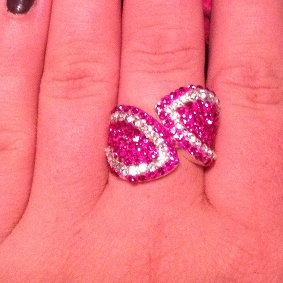 Dark pink bling ring