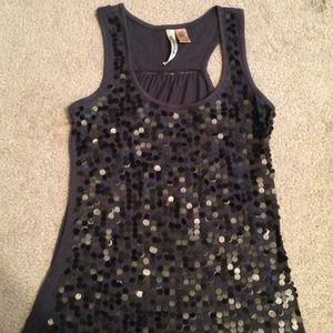 Navy blue sequin shirt
