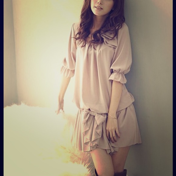 🎀Half Sleeve Chiffon Bow-knot Waist Top Dress🎀