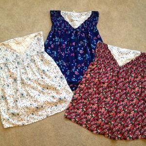 Floral tube tops with lace size large
