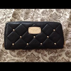 Michael kors black gold stud wallet