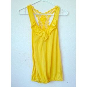 Yellow Crochet-back Top