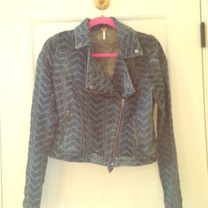 Free People Denim Moto Jacket