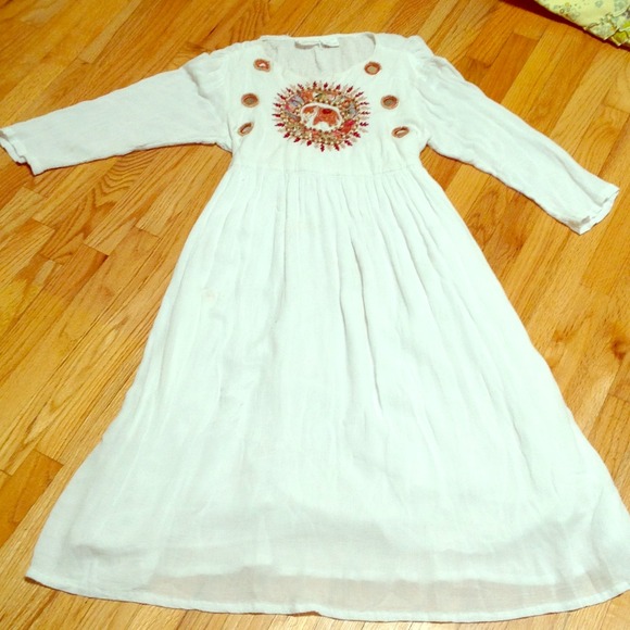Boho Hippie white Rayon dress made in India