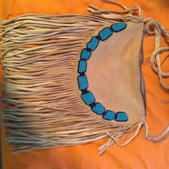 Handmade native american tassel shoulder bag