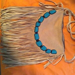 Handmade native american tassel shoulder bag