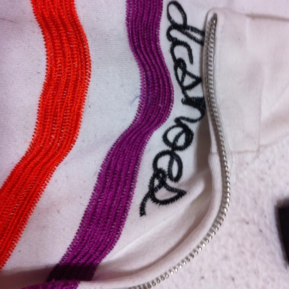 White DC Girls Jacket With Colorful Wiggly Stripes - Picture 2 of 4