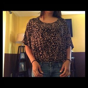 Cheetah print top with laced in the back.