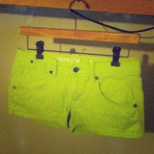 Roxy lime green short shorts