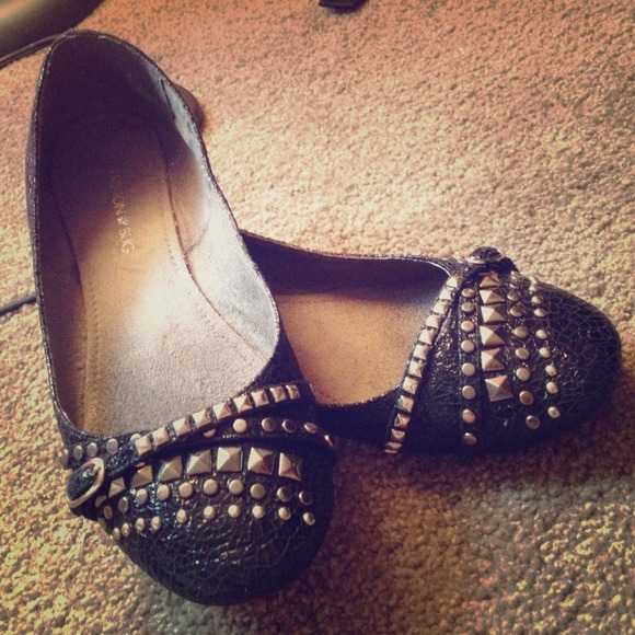 Black Studded Ballet Flats