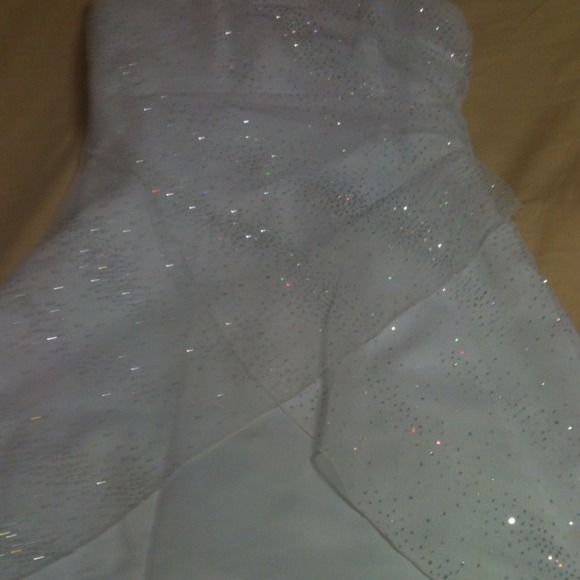 White Sparkly Strapless Dress - Picture 2 of 4