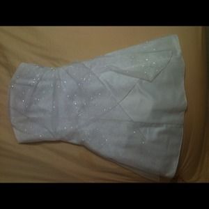 White Sparkly Strapless Dress