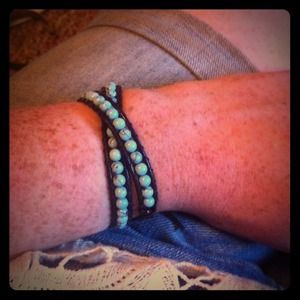 Turquoise and leather wrap bracelet Turquoise and leather wrap bracelet