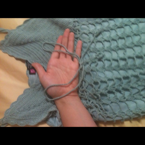 Crochet Light Blue Evening Gown - Picture 2 of 3