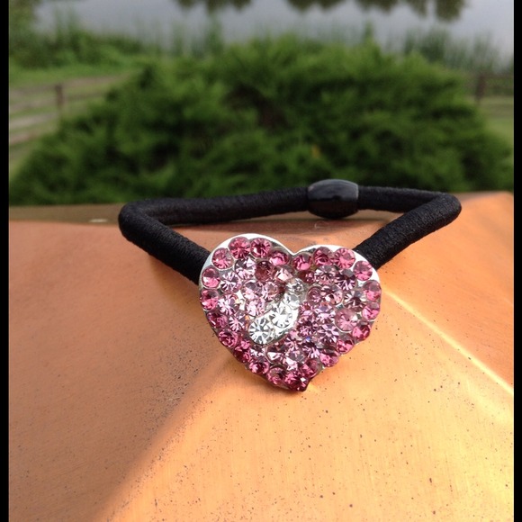 1 LEFT! Pink Rhinestone Ponytail Holder - Picture 2 of 2