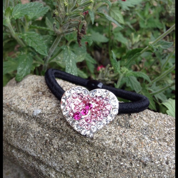 1 LEFT! Pink Rhinestone Ponytail Holder! - Picture 2 of 2