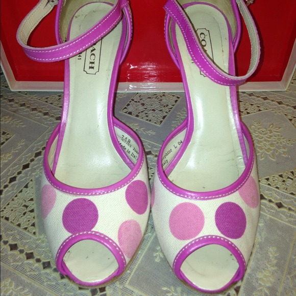 Coach polka dot wedge heels