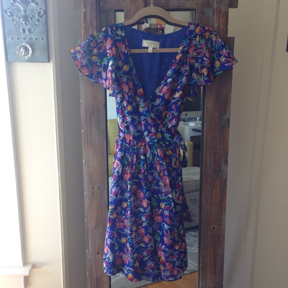 Anthropologie Cobalt Blue Floral Dress - Picture 3 of 4