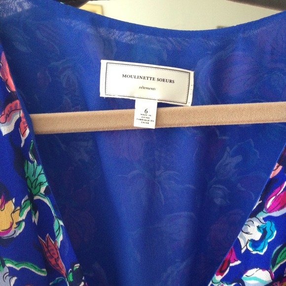 Anthropologie Cobalt Blue Floral Dress - Picture 4 of 4