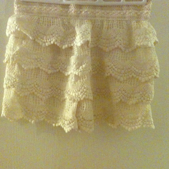 Cream Crochet Shorts