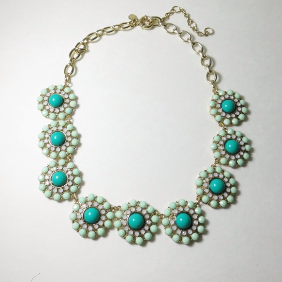 J. Crew Jewelry - J.Crew Crystal Circle Necklace Mint Turquoise
