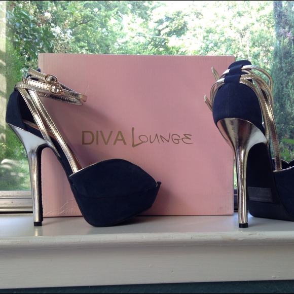 โSOLD BundledโHOST PICK!NWT GLAM Blue & Gold Heels - Picture 2 of 4