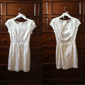 White Lace Dress with Cut Out Back