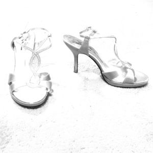 Silver high heel shoes