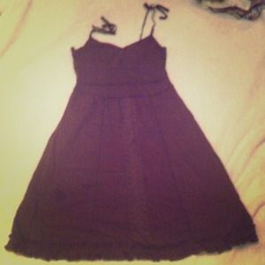 Brown cotton and lace dress