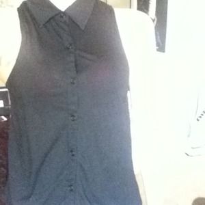 Urban Outfitters Black Chiffon Button Up