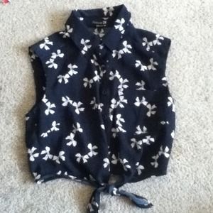Forever 21 Crop Button Up with Bow design