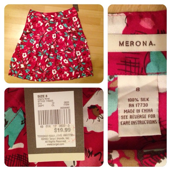 🚫Sold🚫Merona silk skirt sz 8. NWT! A-line. Cute! - Picture 2 of 3