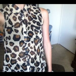 Forever 21 Cheetah Print Sheer Button Up
