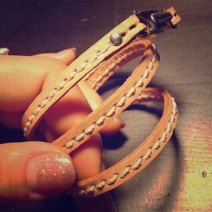 Genuine leather wrap bracelet, 23 inches long.