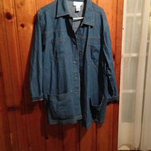 Size 1X Mid Length Denim Jacket