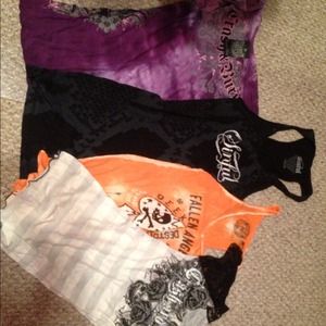 LOT OF 8 sinful/affliction tops from Buckle