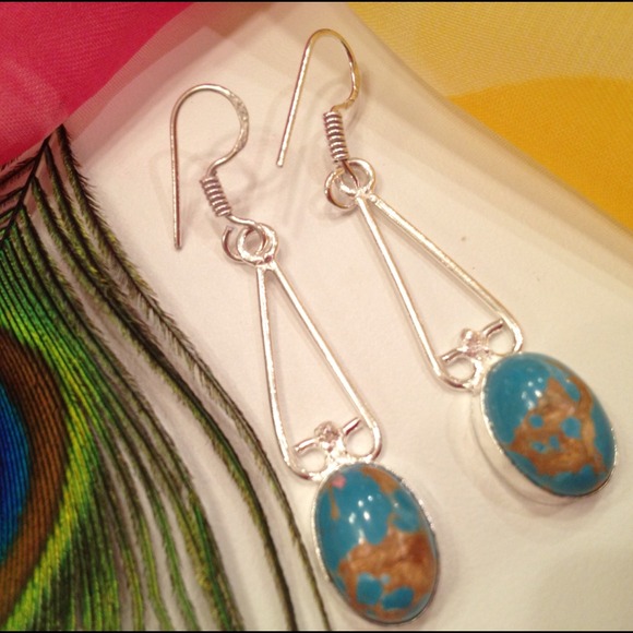 💙💙Blue Natural Turquoise Dangle Earrings