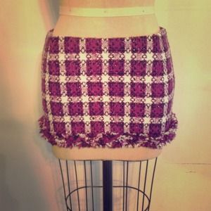 Purple Woven Tweed Mini Skirt