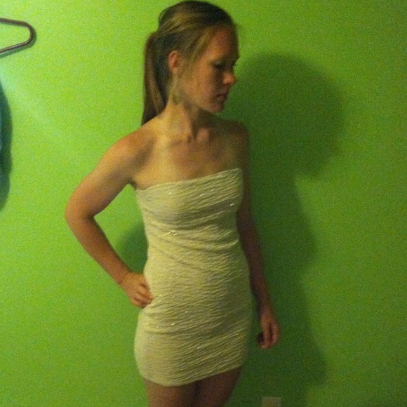 Cream sparkle tube dress