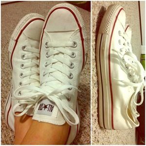White Low-Top Converse - Women's 10.5us