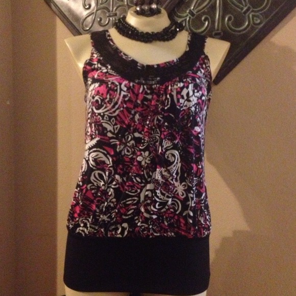 Party Top Sequence Neckline Blousy Fall - Picture 3 of 4