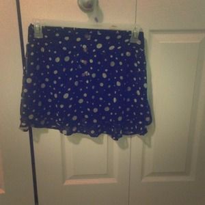 Black mini with beige polka dots