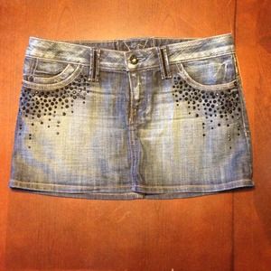 Guess Rhinestone Denim Mini Skirt