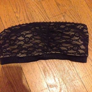 Maidenform black and nude lace strapless bandeau