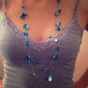 Blue tile and disc necklace