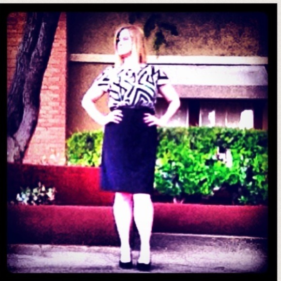 Calvin Klein sheer chevron striped blouse dress - Picture 2 of 4
