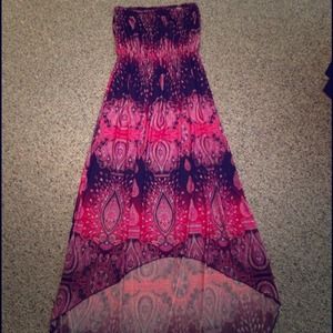 Hi/low strapless dress. Trading!